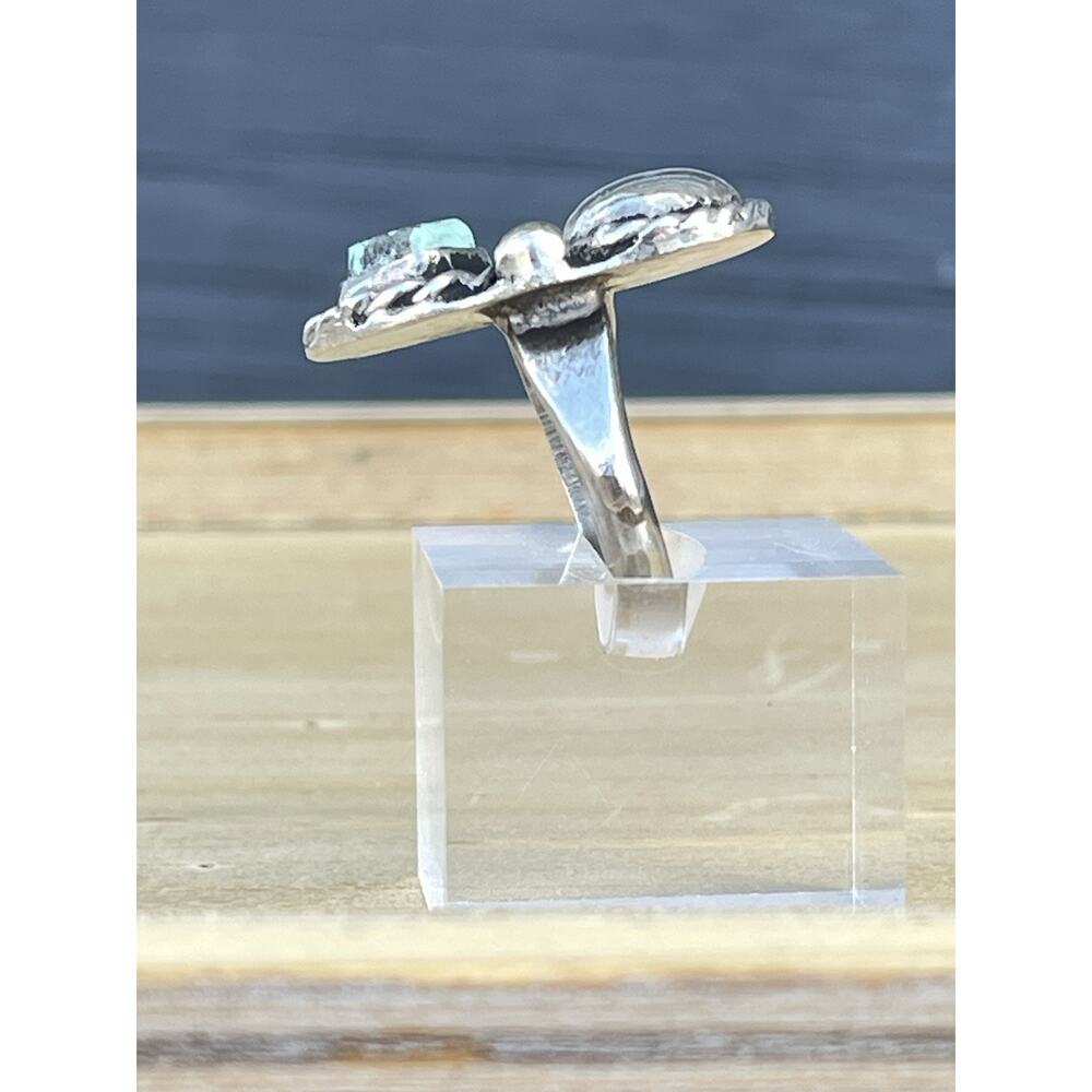 Vintage Navajo Turquoise Sterling Silver Ring Dome Concho Southwest Native 6.75 - Picture 7 of 13